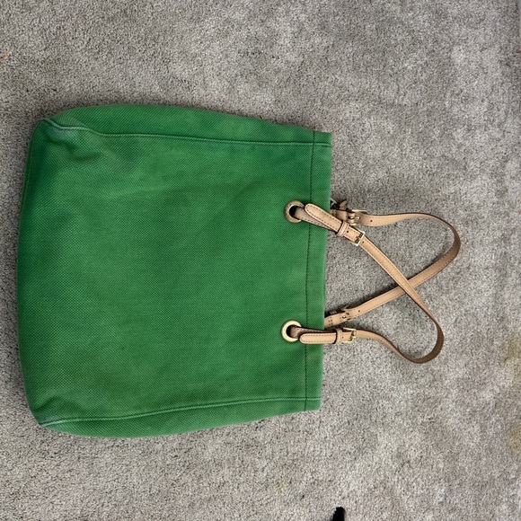 Michael Kors Green Canvas Tote Bag with Leather Straps - Picture 6 of 11